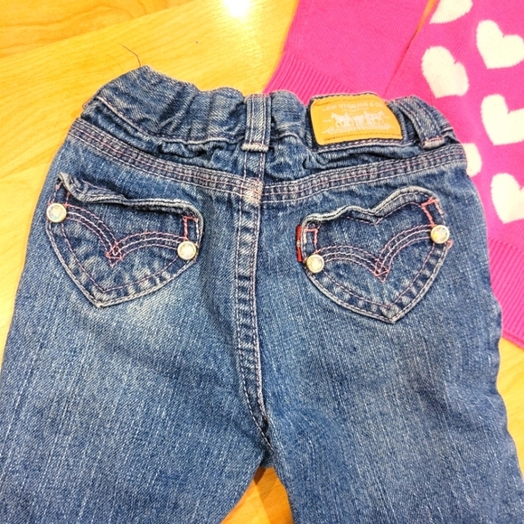Levi's boot Cut Denim Jeans Size 12 months Cherokee heart sweater - Picture 6 of 10